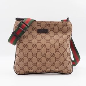 CF31 💟 GUCCI Monogram Web Flat Messenger Bag
